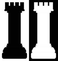 torre, torre de ajedrez, torre negra y torre blanca, pieza de ajedrez, abstracta, monocromática, adecuada para icono y signo y etiqueta y pancarta, ilustración vectorial, diseño creativo vector