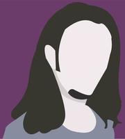 A guy with long hairstyle vector illustration, guy with hair on his chin, goatee style, brown hair, faceless person suitable for minimalist character design
