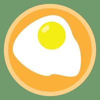 A fried egg with yolk on a plate, suitable for breakfast and dinner sign, fried egg illustration vector, orange plate, green background vector