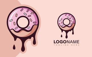 testy donuts cartoon vector logo design illustration with cream dripping