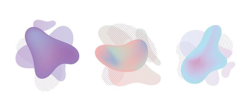 Set of abstract isolated design elements, gradient shapes.
