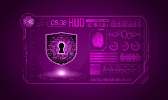 Modern HUD Technology Screen Background with padlock vector