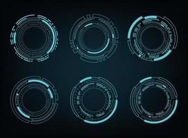 Futuristic abstract HUD. Circle technology elements set. Futuristic hud interface. Vector illustration.