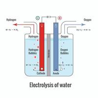 electrólisis del agua formando hidrógeno y oxígeno ilustración vectorial vector