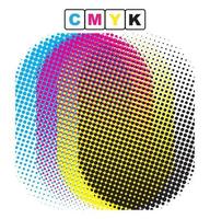 punto cmyk, puntos de semitono, efecto de punto grunge, semitono de color, fondo de semitono, degradado cmyk de semitono, degradado punteado, vector
