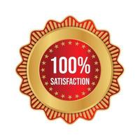 100 percent Satisfaction Guaranteed Golden Medal Label Icon Seal Sign Isolated on White Background. Vector. vector