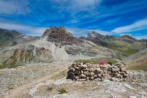 Shelter of stones in the mountains photo