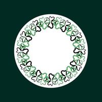 St. Patrick's Day banner. Shamrock wreath decor. Clover circle frame, place for text. vector