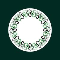 St. Patrick's Day banner. Shamrock wreath decor. Clover circle frame, place for text. vector