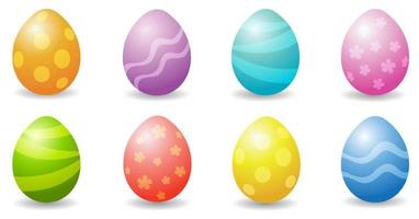 Easter eggs in different colors and ornaments. Vector illustration