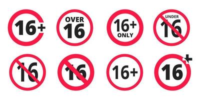 Under 16 forbidden round icon sign vector illustration.