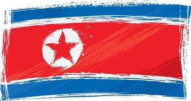 bandera nacional de corea del norte creada en estilo grunge vector