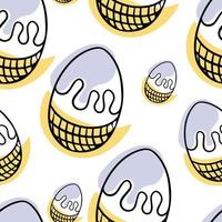 Seamless pattern Doodle easter egg, painted easter eggs vector