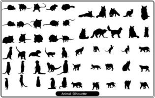 Collection of animal silhouettes on a white background vector