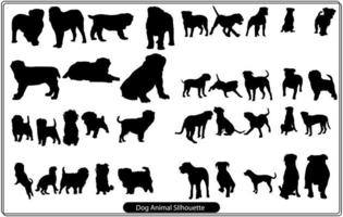 vector, isolated black silhouette of a dog, collection vector