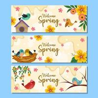 conjunto de hermosas pancartas de primavera vector