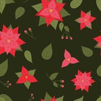 Blooming Poinsettia Flower Seamless Pattern vector