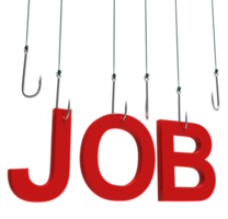 Job text hanging on a fishing hook png