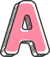 estilo de fonte doodle colorido de marcador de alfabeto png