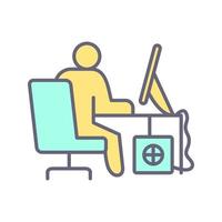 icono de vector de trabajador de computadora