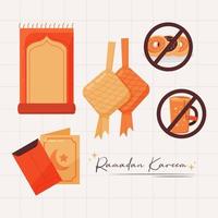 colecciones de elementos de ramadán islámico en ilustración plana vector