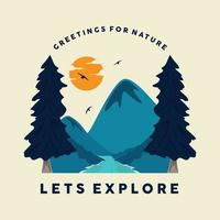 Lets Explore letter nature emblem template background vector