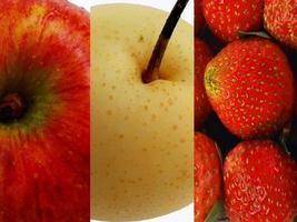 Close up strawberry,pears and red apple on white background photo
