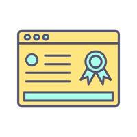 icono de vector de certificado en línea