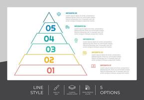 Triangle process infographic vector design with 5 steps colorful style for presentation purpose.Line step infographic can be used for business and marketing