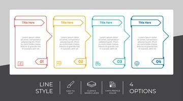 Workflow square infographic vector design with 4 options and line design. option infographic can be used for presentation, annual report, business purpose.