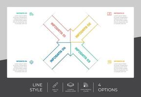 Arrow process infographic vector design with 4 steps colorful style for presentation purpose.Line step infographic can be used for business and marketing