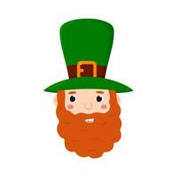 Leprechaun head in cartoon style isolated on white background. Vector illustration.