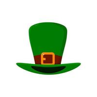 Green Leprechaun hat isolated on white background. Vector illustration in cartoon style.