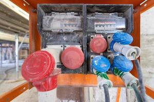 Industrial power outlets at a construction site photo