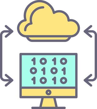 icono de vector de codificación de nube