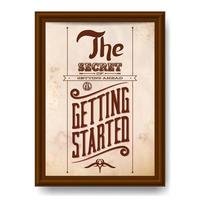 Vintage typographic motivational quote poster with wooden frame vector