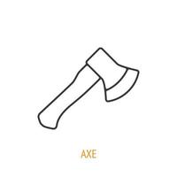 Axe with a wooden handle outline icon. Vector illustration. Hand work tools and instrument. Construction industry symbol. Thin line pictogram for user interface. Isolated white background