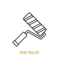 Paint roller outline icon. Vector illustration. Hand work tools and instrument. Construction and art industry symbol. Thin line pictogram for user interface. Isolated white background