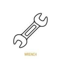 Wrench or spanner outline icon. Vector illustration. Hand work tools and instrument. Construction industry symbol. Thin line pictogram for user interface. Isolated white background