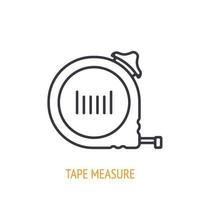 Tape measure or ruler outline icon. Vector illustration. Hand work tools and instrument. Construction industry symbol. Thin line pictogram for user interface. Isolated white background