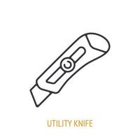 Utility knife outline icon. Vector illustration. Hand work tools and instrument. Construction industry symbol. Thin line pictogram for user interface. Isolated white background