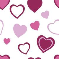 Seamless pattern with pink and magenta hearts on white vector