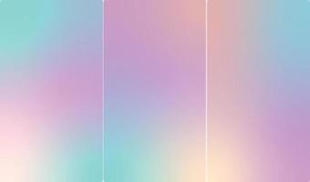 Set of three vertical gradient templates with holographic effect for stories or wallpapers vector
