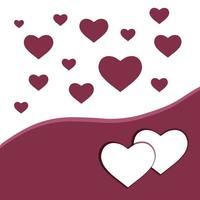 Square vector illustration of dark magenta and white hearts with paper cutout effect. Suitable for postcards, social media templates, Valentine's day cards, party invitations etc.