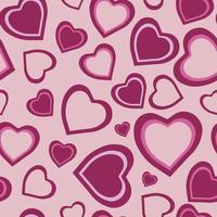 Seamless pattern with magenta and pink hearts on biege vector