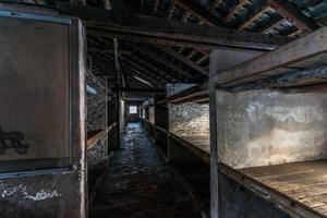 Inside of a barracks of the Nazi concentration camp Auschwitz Birkenau photo