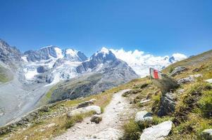 Marked trail in the Swiss Alps photo