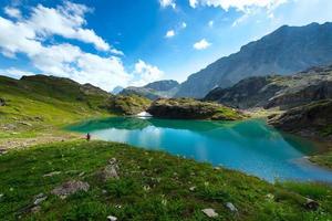 Small high mountain lake with transparent photo