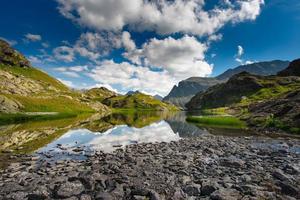 Small high mountain lake with transparent photo