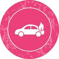 coche único en icono de vector de fuego